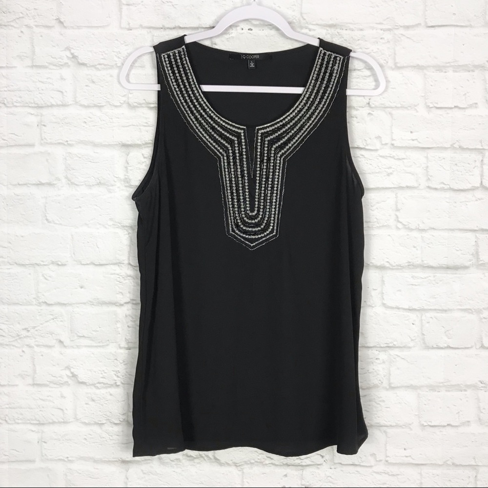 19 Cooper Beaded Embroidered VNeck Tunic TankTop